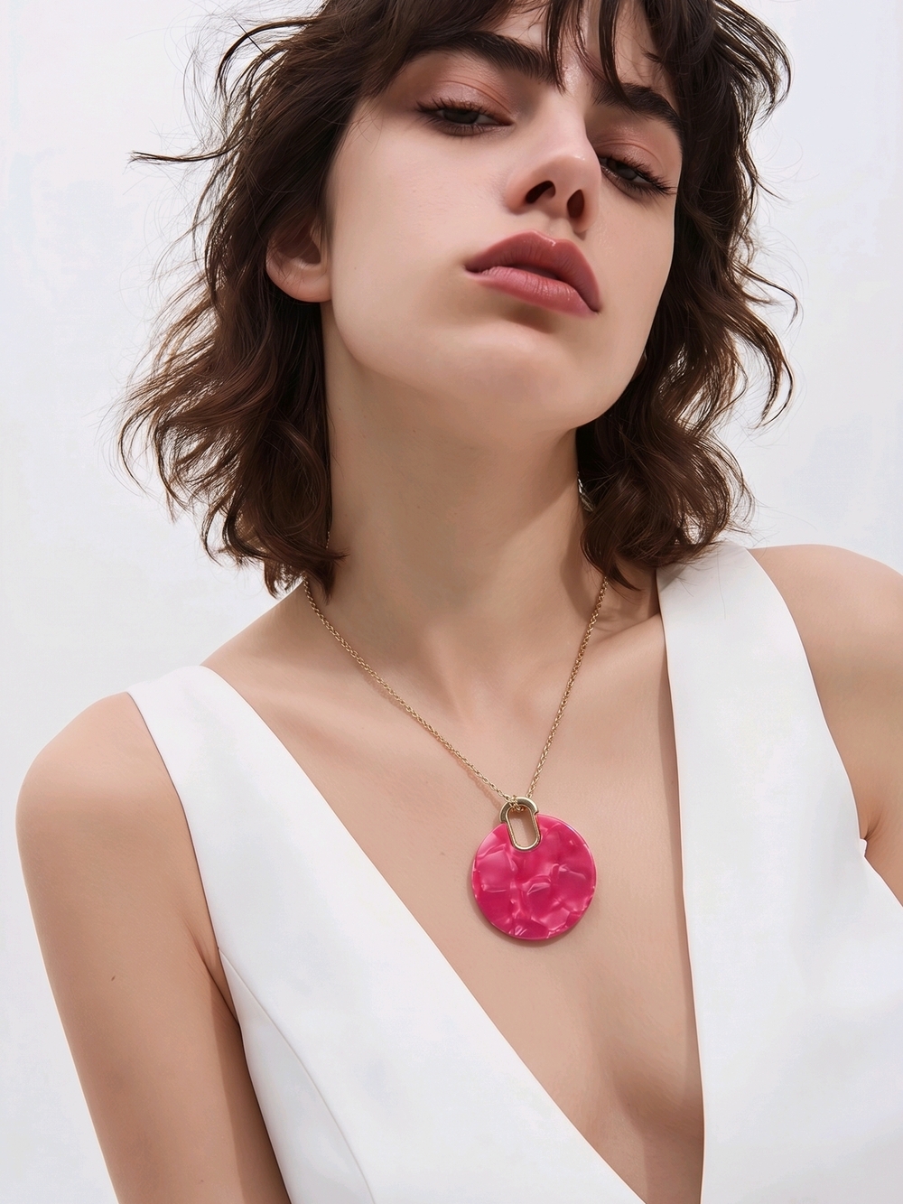 Vintage Avenue Statement Necklace Pink Marble